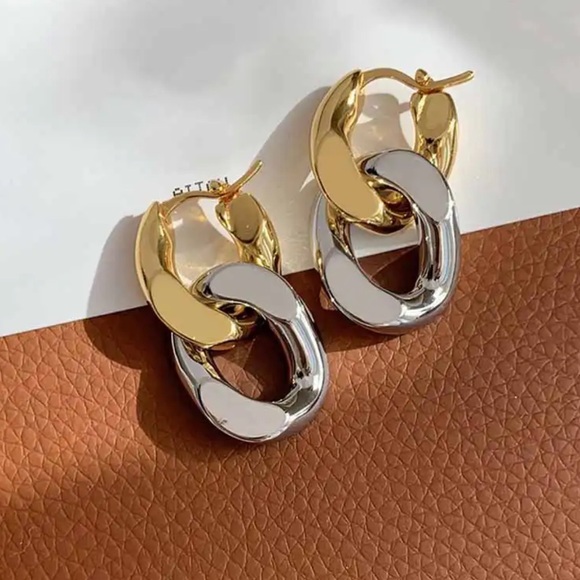 Designer Look Chain Earrings - Picture 2 of 6